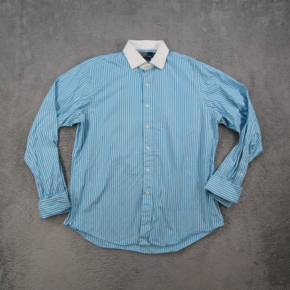 Polo Ralph Lauren Regent Custom Fit Shirt Mens XL Blue White Stripe French Cuff